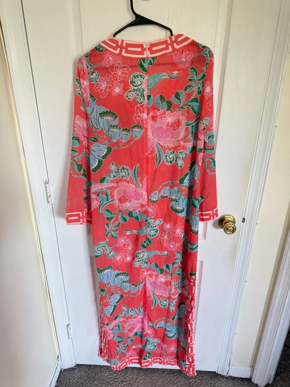 CK Bradley Peppin Caftan Coral Floral Maxi Dress - Picture 7 of 9